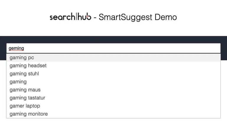 smartSuggest correcting a typo and sorting suggestions by trend.