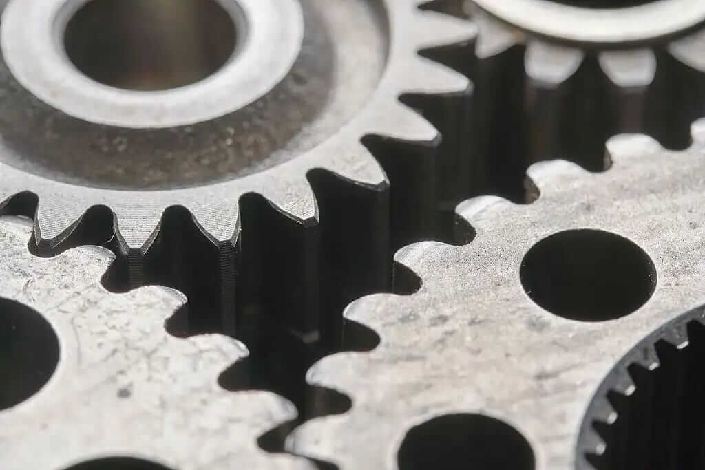 The cogs of a mechanical watch movement.