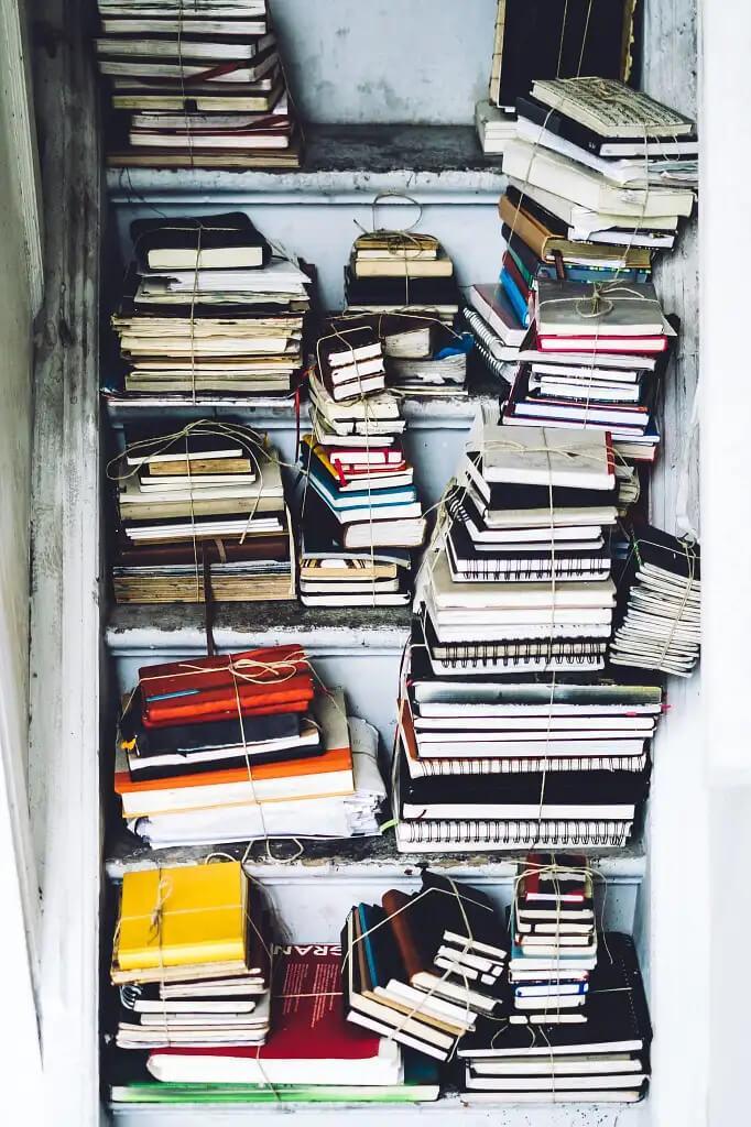 Stacked books — two years of collected search events.