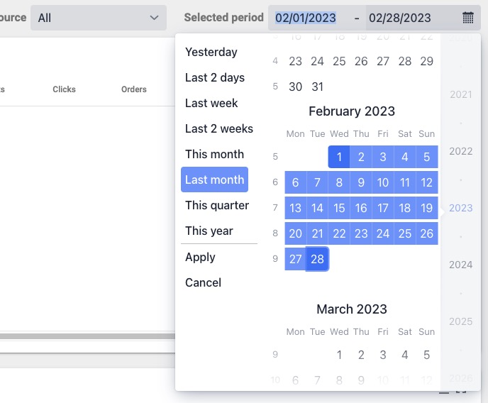 Date-Picker in searchHub UI.