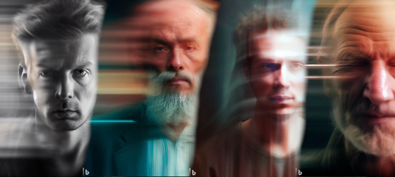 young man transforms to old wise man.